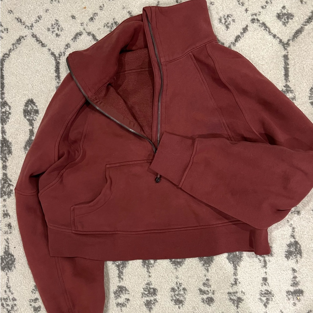 Lululemon Smoky Red OS 1/2 zip funnel neck scuba XS/S